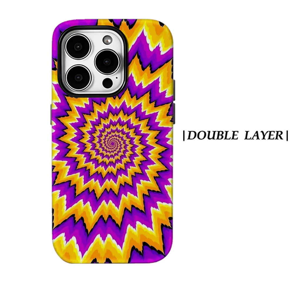 Psychedelic Spin Phone Case for Magnetic Phone Case for IPhone 17 16 15 14 13 Pro Max Plus Single Double-layer Tough Case