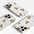 Teddy Bears with Blue Stripes IPhone17 Must-Haves Phone Case for IPhone 17 16 15 14 13 12 Pro Max Plus Double-layer Back Cover