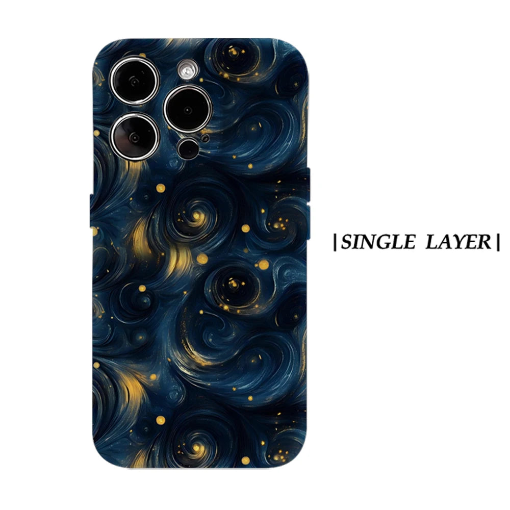 Starry Night Swirl Phone Case for Magnetic Phone Case for IPhone 17 16 15 14 13 Pro Max Plus Single Double-layer Tough Case