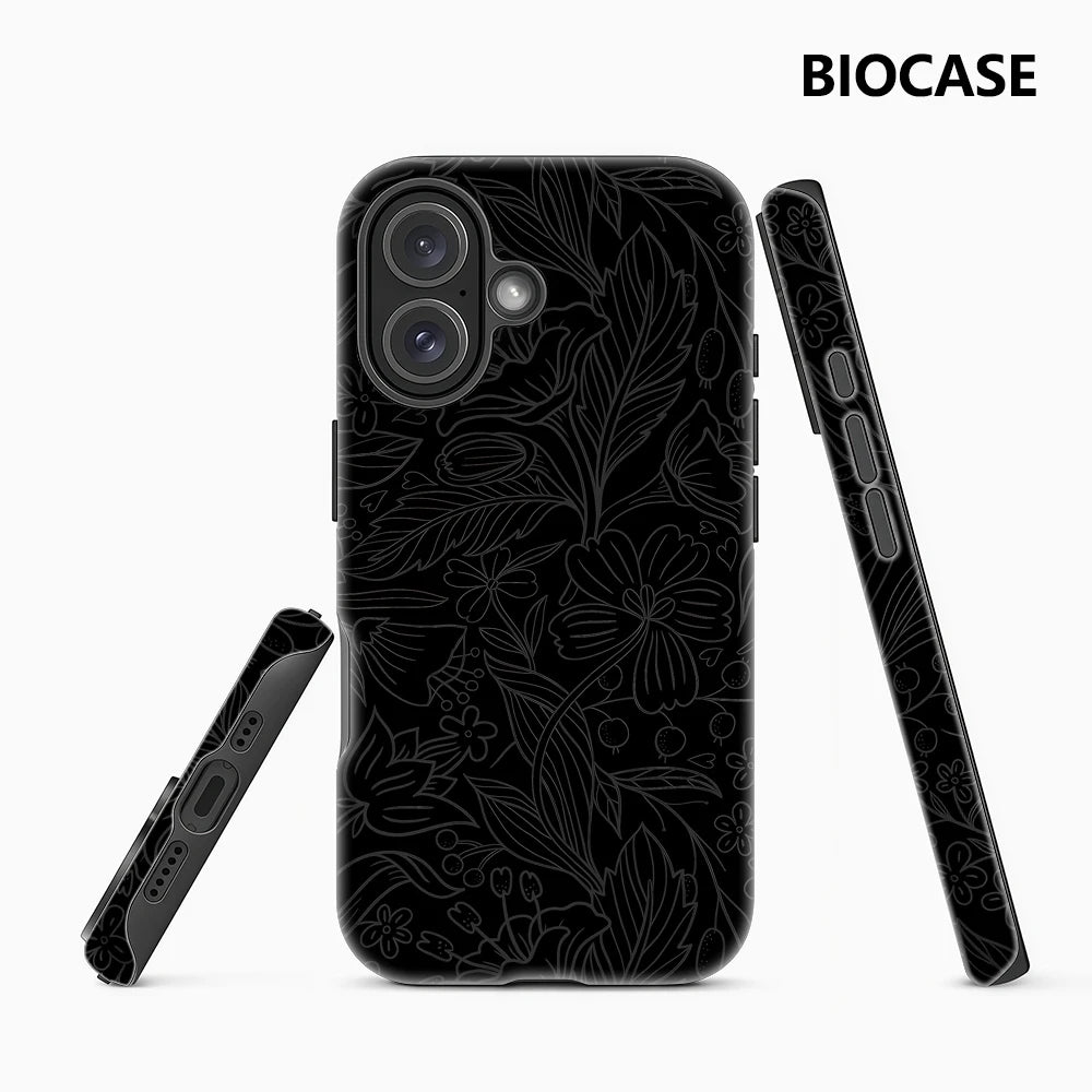 Black Floral Line Phone Case for Magnetic Phone Case for IPhone 17 16 15 14 13 Pro Max Plus Single Double-layer Tough Case Main image