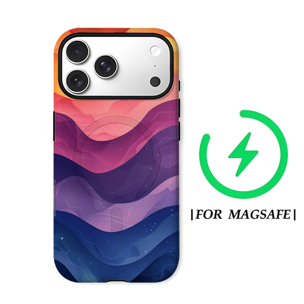 Rainbow Waves Phone Case for Magnetic Phone Case for IPhone 17 16 15 14 13 Pro Max Plus Single Double-layer Tough Case