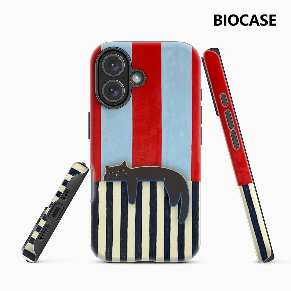 Black Cat Between The Stripes Phone Case for Magnetic Phone Case for IPhone 17 16 15 Pro Max Plus Single Double-layer Tough Case Main image