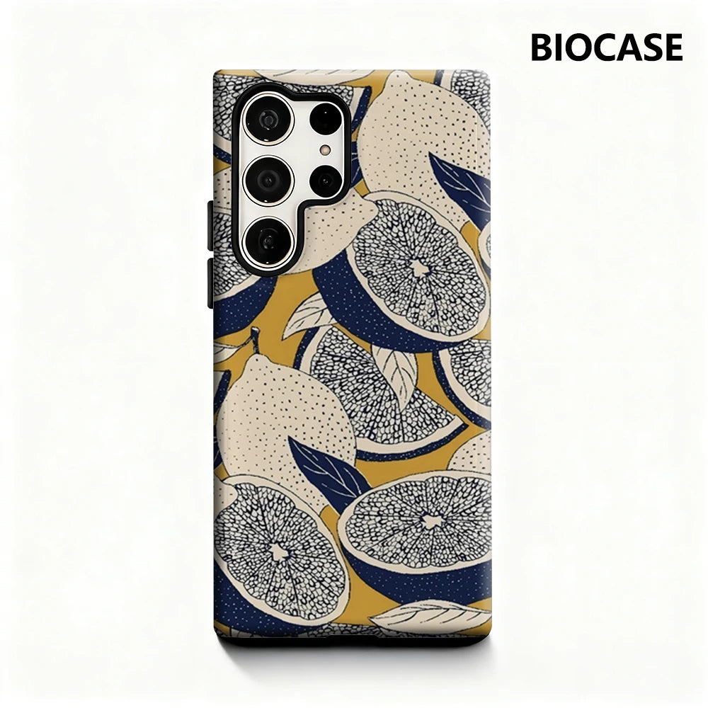 Lemon Slice Tapestry Phone Case for Samsung Galaxy S25 Ultra S24 S23 Ultra Plus Glossy Double-layer Back Cover