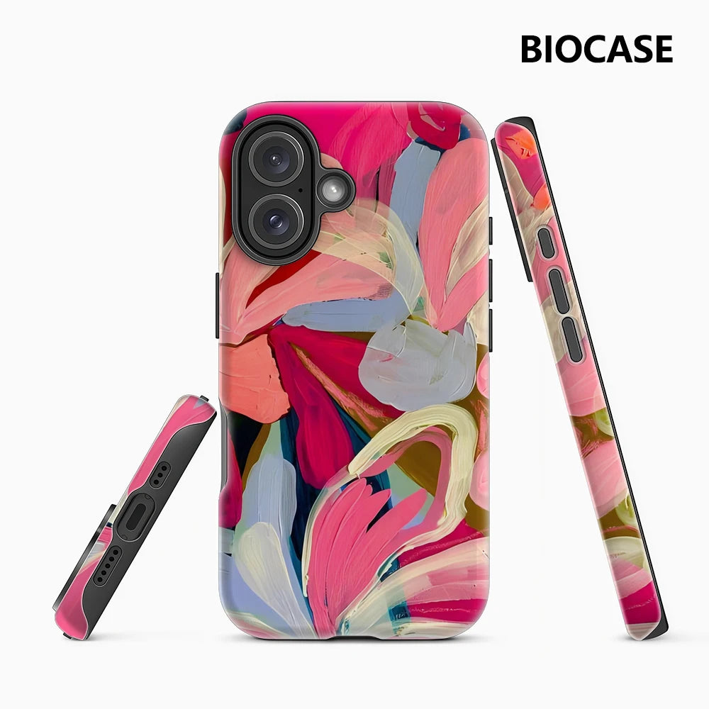 Pink Abstract Blooms Phone Case for Magnetic Phone Case for IPhone 17 16 15 14 13 Pro Max Plus Single Double-layer Tough Case Main image