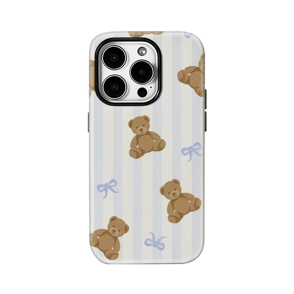 Teddy Bears with Blue Stripes IPhone17 Must-Haves Phone Case for IPhone 17 16 15 14 13 12 Pro Max Plus Double-layer Back Cover