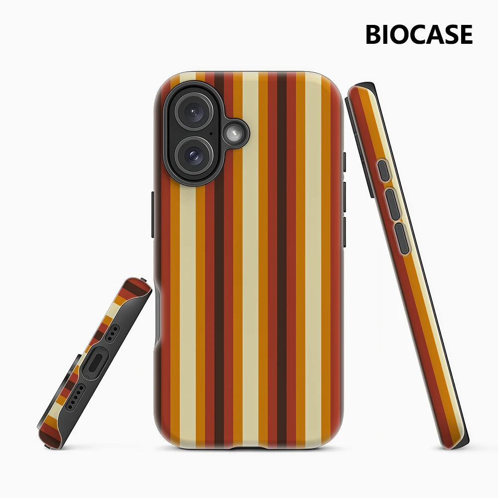 Retro Autumn Stripes Phone Case for Magnetic Phone Case for IPhone 17 16 15 14 13 Pro Max Plus Single Double-layer Tough Case Main image