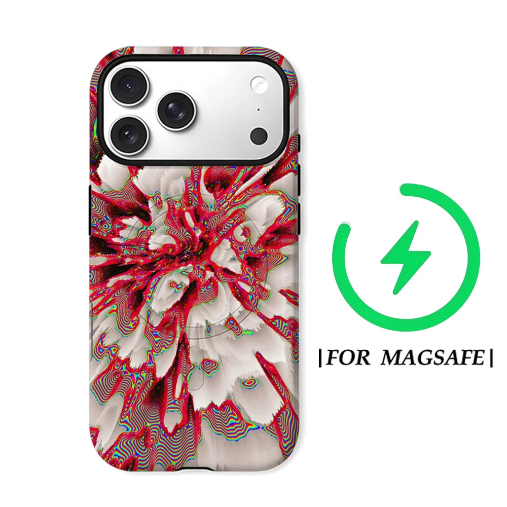 Psychedelic Burst Phone Case for Magnetic Phone Case for IPhone 17 16 15 14 13 Pro Max Plus Single Double-layer Tough Case