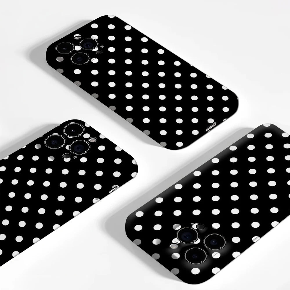 Black and White Polka Dots IPhone17 Must-Haves Phone Case for IPhone 17 16 15 14 13 12 Pro Max Plus Double-layer Back Cover