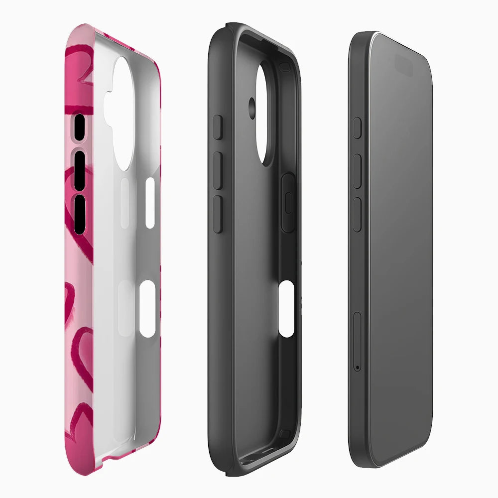 Pink Love Heart Phone Case for Magnetic Phone Case for IPhone 17 16 15 14 13 Pro Max Plus Single Double-layer Tough Case Secondary image